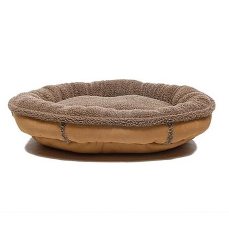 Carolina Pet Company Carolina Pet 014700 F Faux Suede & Tipped Berber Round Orthopedic Foam Comfy Cup Bed - Saddle; Large 014700 F